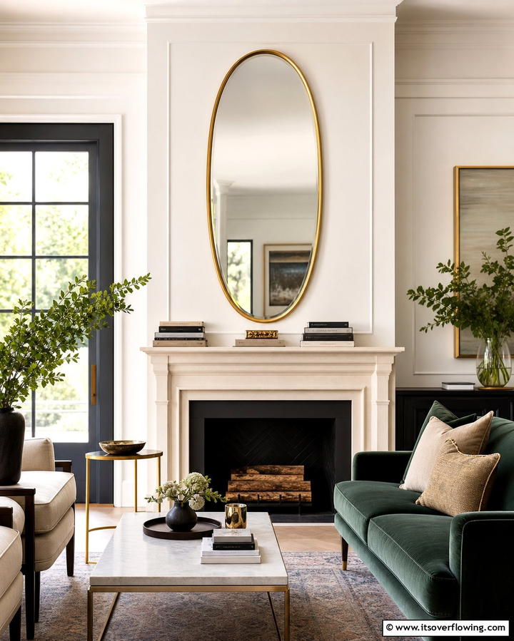 Sunburst Mirror - 25 Mirror Over Fireplace Ideas to Elevate Your Space