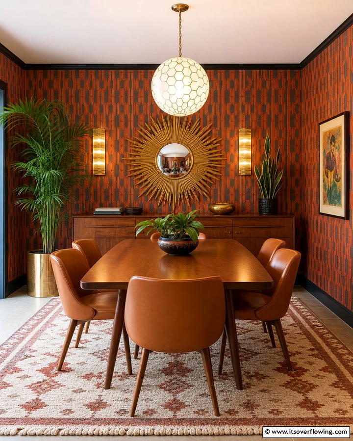 Sunburst Mirrors - 25 70s Dining Room Design Ideas for Retro Charm