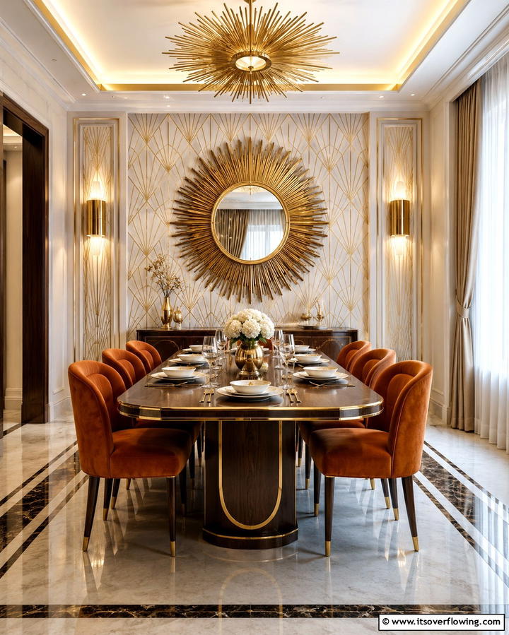 Sunburst Motifs - 25 Art Deco Dining Room Ideas for a Glamorous Space