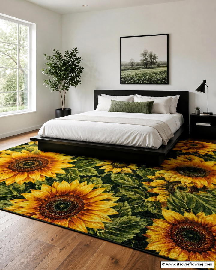 Sunflower Area Rugs - 25 Sunflower Bedroom Ideas for a Bright and Cheerful Space