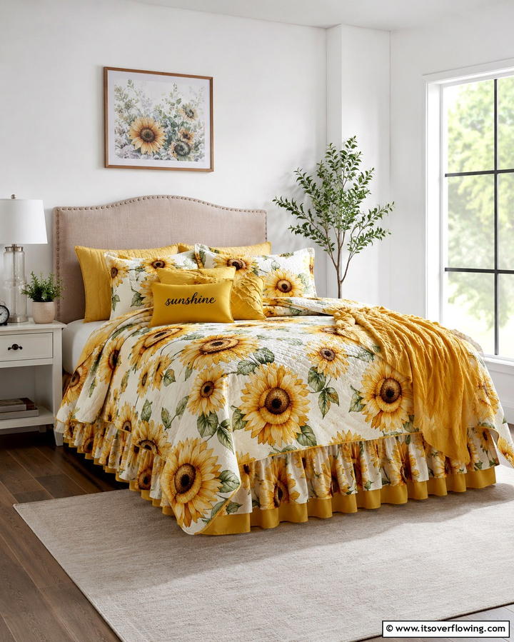 Sunflower Bedding Accessories - 25 Sunflower Bedroom Ideas for a Bright and Cheerful Space
