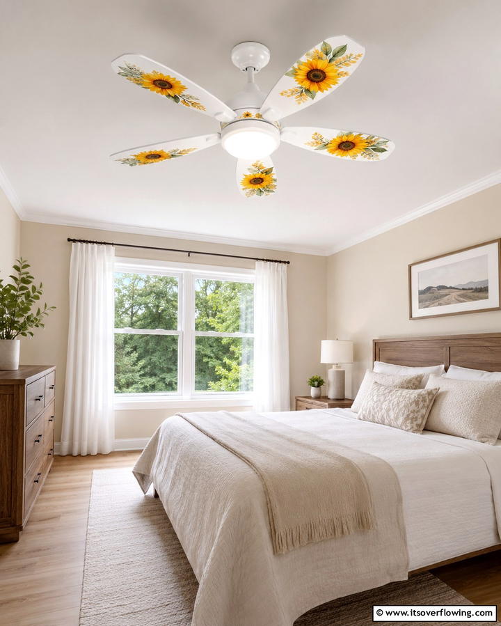 Sunflower Ceiling Fans - 25 Sunflower Bedroom Ideas for a Bright and Cheerful Space