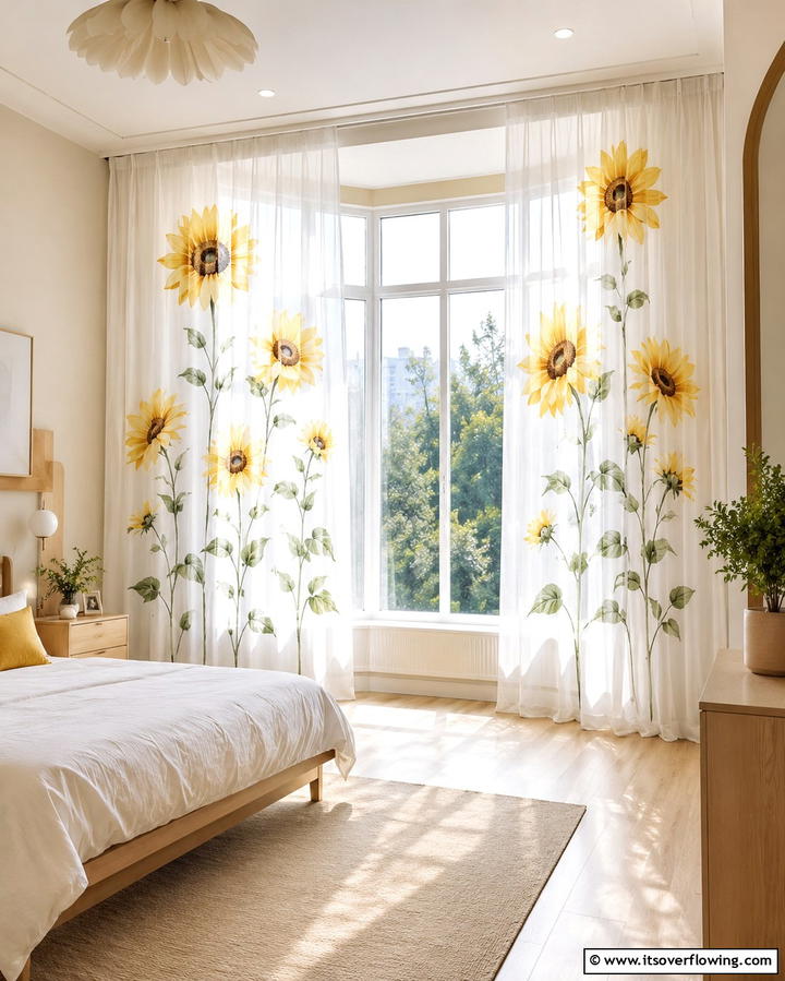 Sunflower CurtainsExact - 25 Sunflower Bedroom Ideas for a Bright and Cheerful Space
