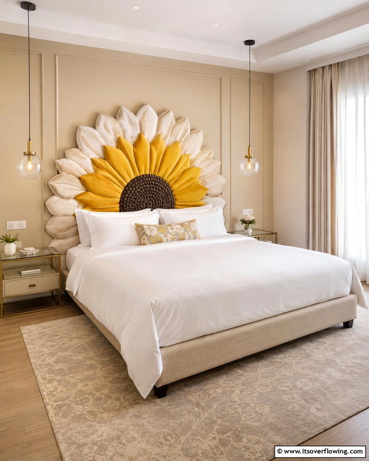 Sunflower Headboards - 25 Sunflower Bedroom Ideas for a Bright and Cheerful Space
