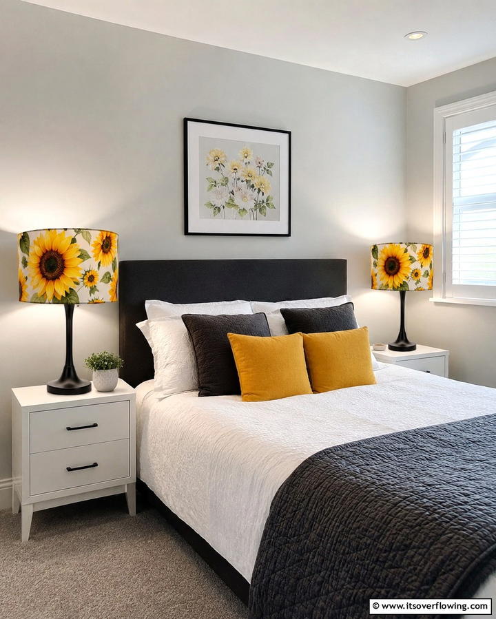 Sunflower Lampshades - 25 Sunflower Bedroom Ideas for a Bright and Cheerful Space