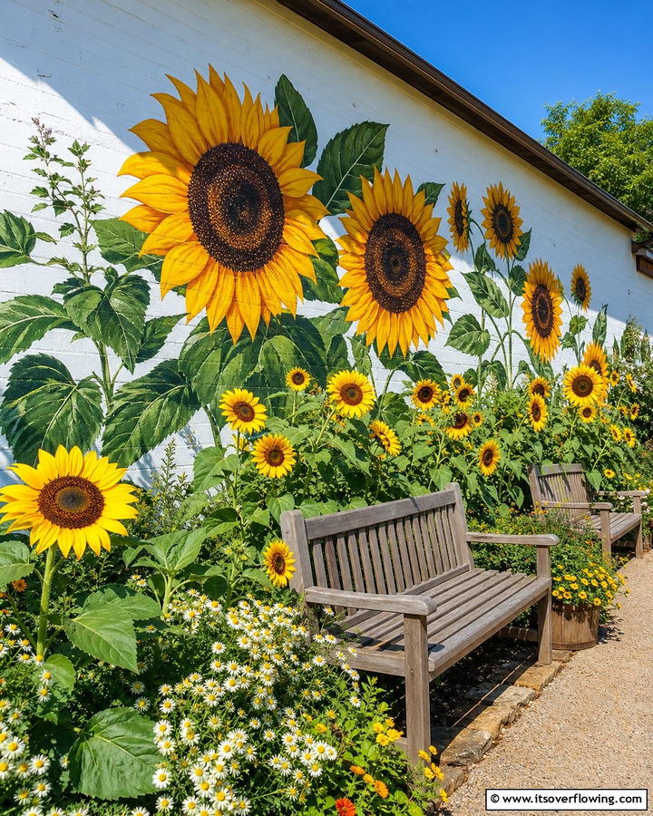 Sunflower Serenade Mural - 21 Garden Mural Ideas to Transform Outdoor Walls Artistically