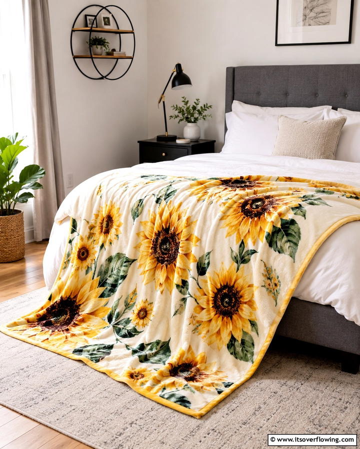 Sunflower Throw Blankets - 25 Sunflower Bedroom Ideas for a Bright and Cheerful Space