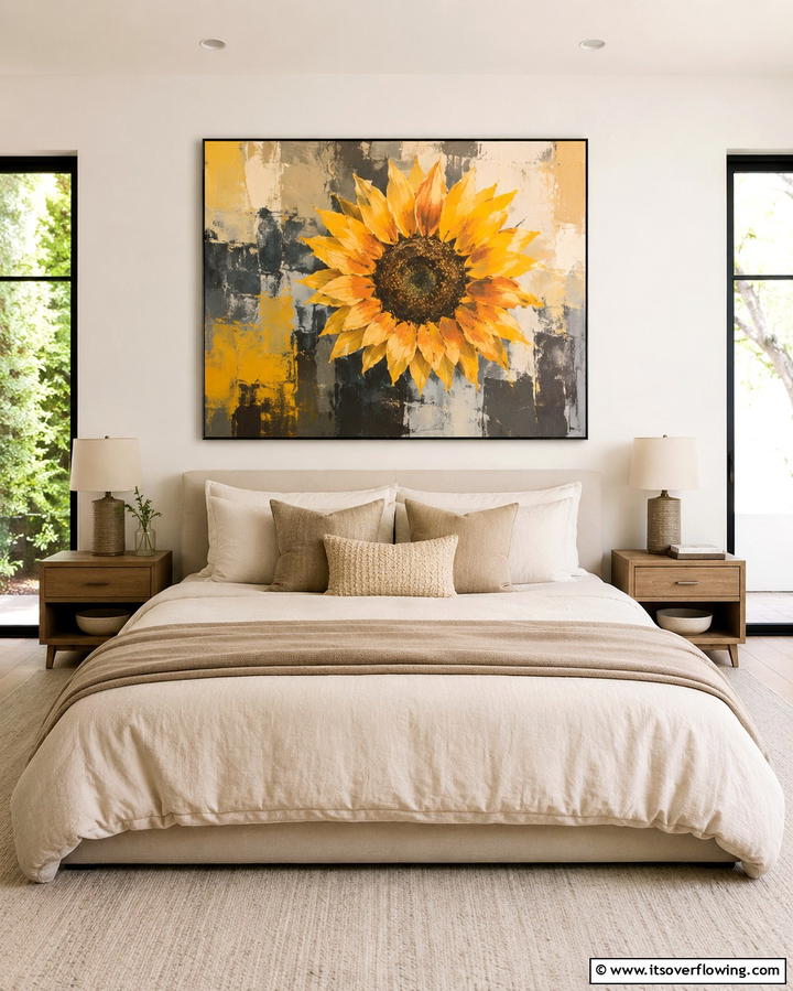 Sunflower Wall ArtOne - 25 Sunflower Bedroom Ideas for a Bright and Cheerful Space