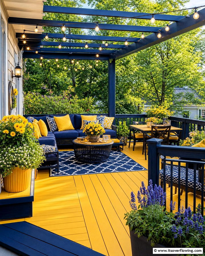 Sunflower Yellow and Navy - 30 Two-Tone Deck Color Schemes for Dynamic Outdoor Spaces