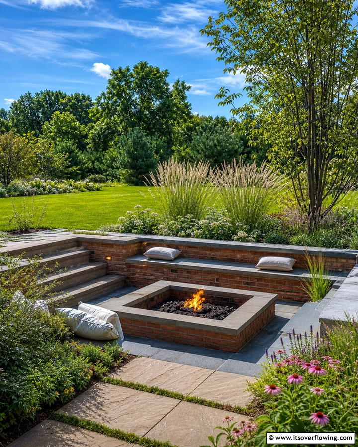 Sunken Brick Fire Pit - 25 Creative Brick Fire Pit Ideas for Your Backyard