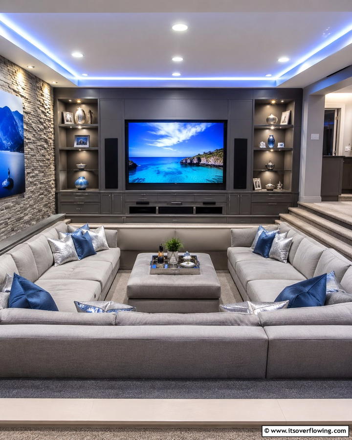 Sunken Entertainment Hub - 25 Sunken Living Room Ideas for a Modern and Cozy Space