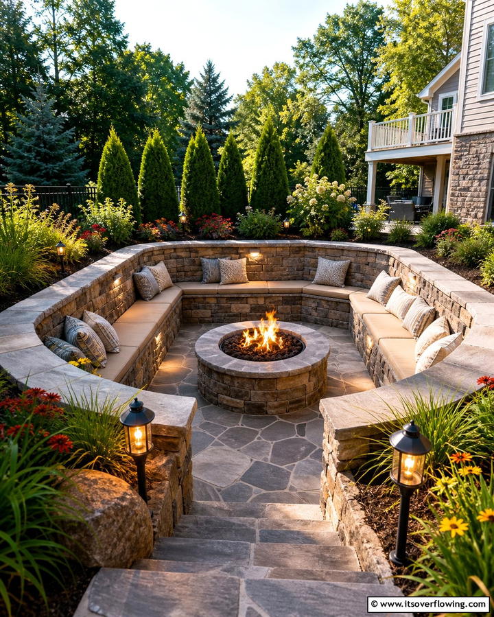 Sunken Fire Pit Area - 25 Backyard Fire Pit Ideas for Cozy Landscaping