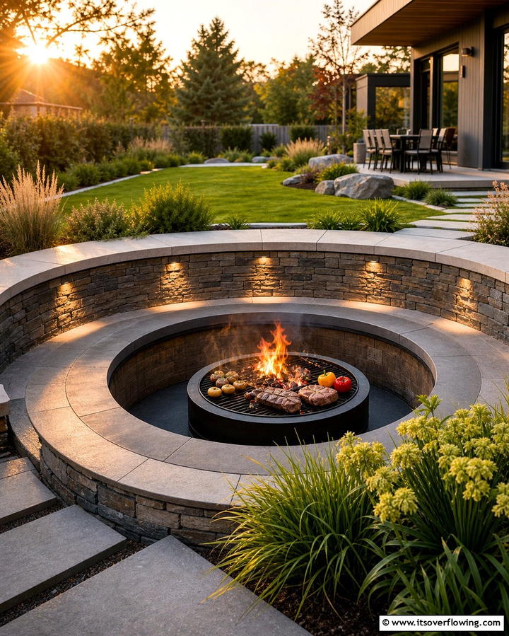 Sunken Fire Pit BBQ - 25 Bbq Pit Ideas for Outdoor Cooking Fun