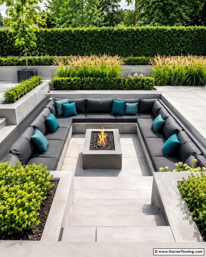 Sunken Firepit Lounge - 25 Patio Ideas With Firepit for Cozy Gatherings