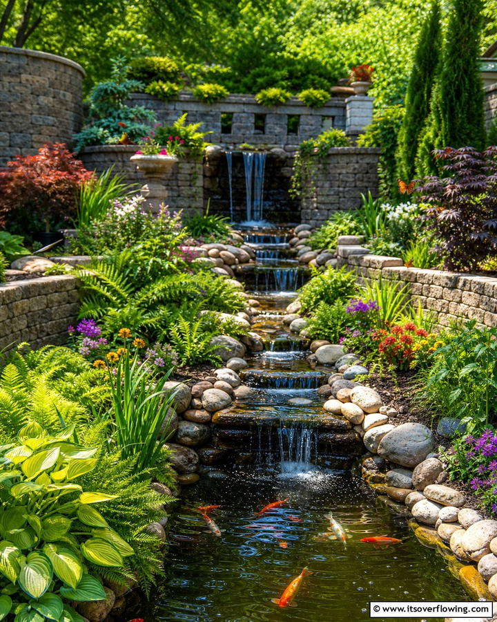 Sunken Garden with Water Features - 20 Sunken Garden Ideas for a Unique Landscape