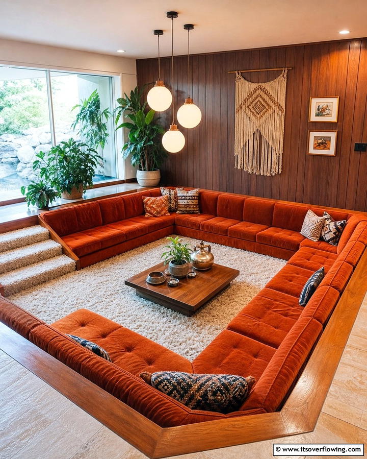 Sunken Living RoomsExact - 25 Retro 70s Living Room Ideas for a Funky Vibe