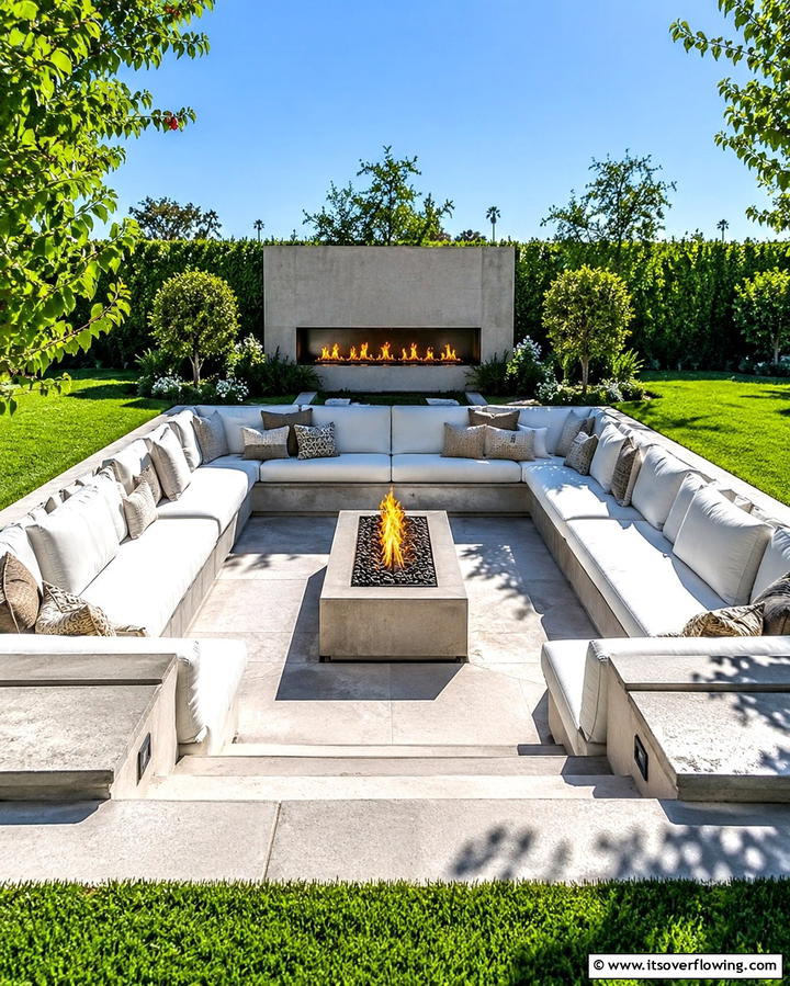 Sunken Lounge Fireplace - 25 Outdoor Fireplace Ideas to Enhance Your Backyard