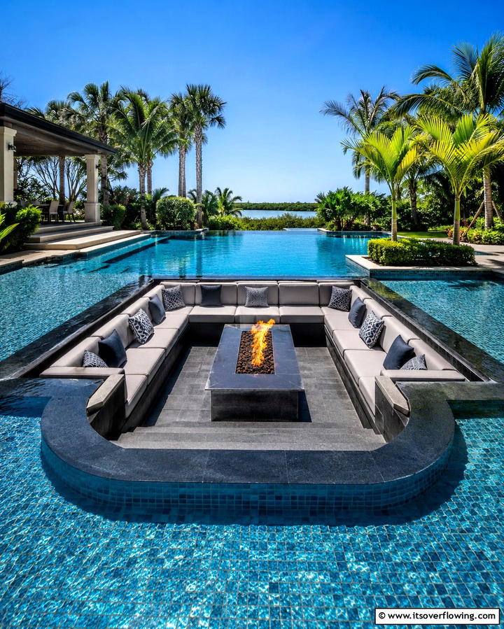 Sunken Lounge Lagoon Pool - 25 Lagoon Pool Design Ideas for a Tropical Backyard Retreat