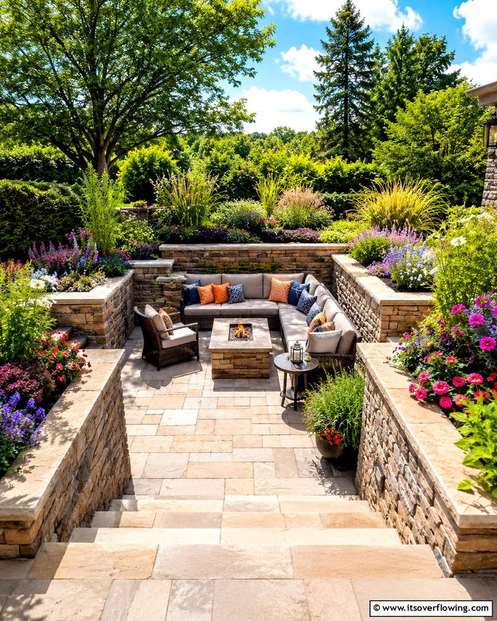 Sunken Patio with Built In Planters - 20 Sunken Patio Ideas for Cozy Outdoor Living