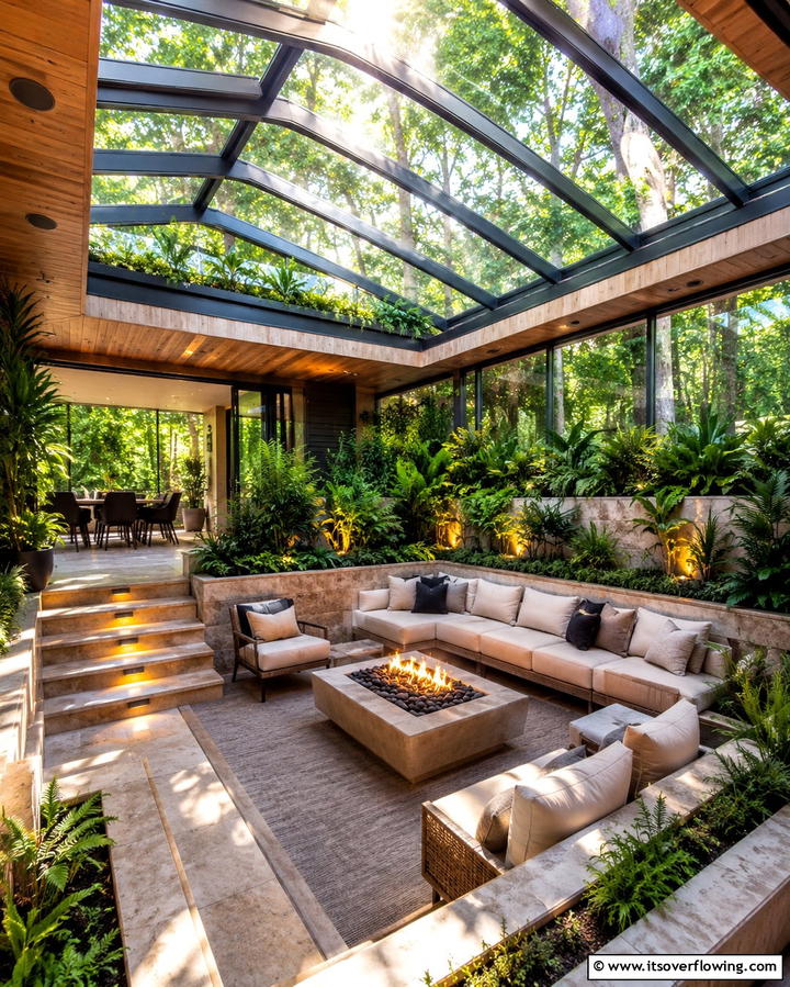 Sunken Patio with Skylight - 20 Sunken Patio Ideas for Cozy Outdoor Living