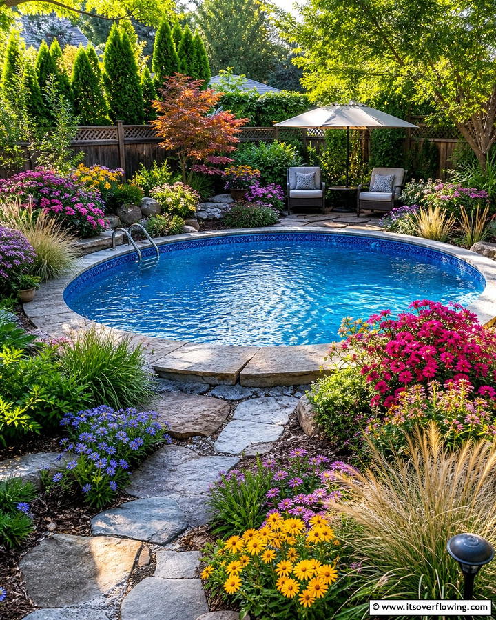 Sunken Pool with a Garden Surround - 25 Creative Above Ground Pool Ideas for Your Backyard