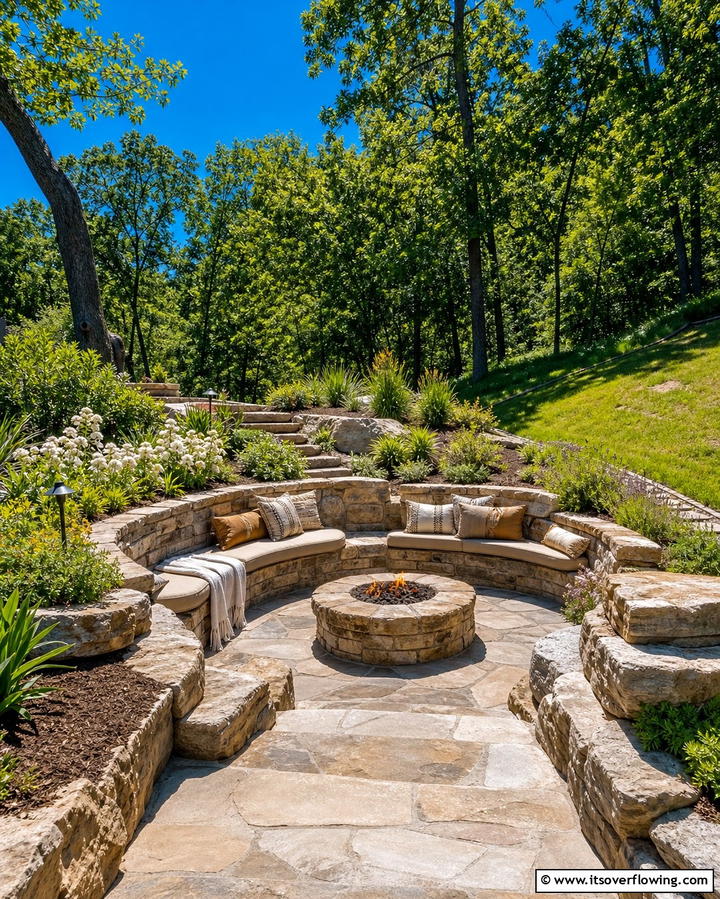 Sunken Stone Fire Pit for a Cozy Retreat - 25 Rock Fire Pit Ideas for Outdoor Gatherings