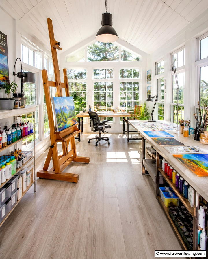 Sunlit Art Studio - 30 Farmhouse Sunroom Ideas for Cozy and Light-Filled Relaxation
