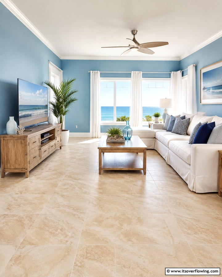 Sunlit Coastal Hues - 30 Floor & Wall Color Combos for Stylish Interiors