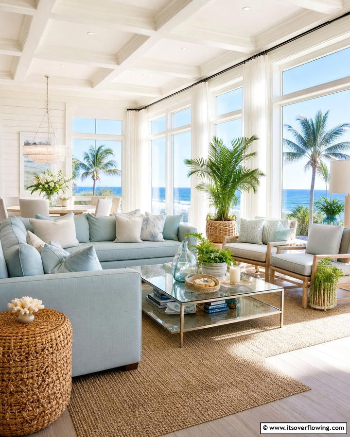 Sunlit Coastal Retreat - 21 Coastal Living Room Ideas with Nautical Accents