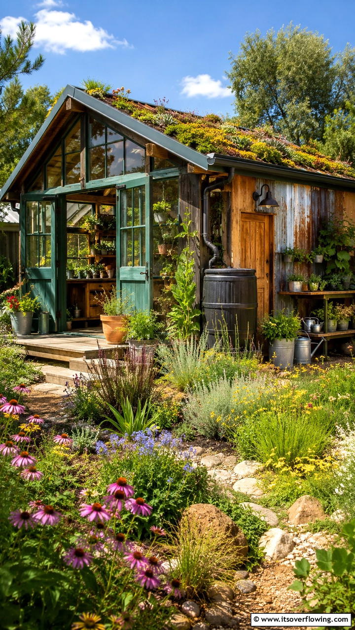 Sunlit Plant Nursery Retreat - 30 Greenhouse and Shed Combo Ideas- Space-Saving Designs