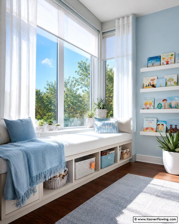 Sunlit Reading Bay - 30 Kids Reading Nook Ideas- Cozy Spaces for Young Readers
