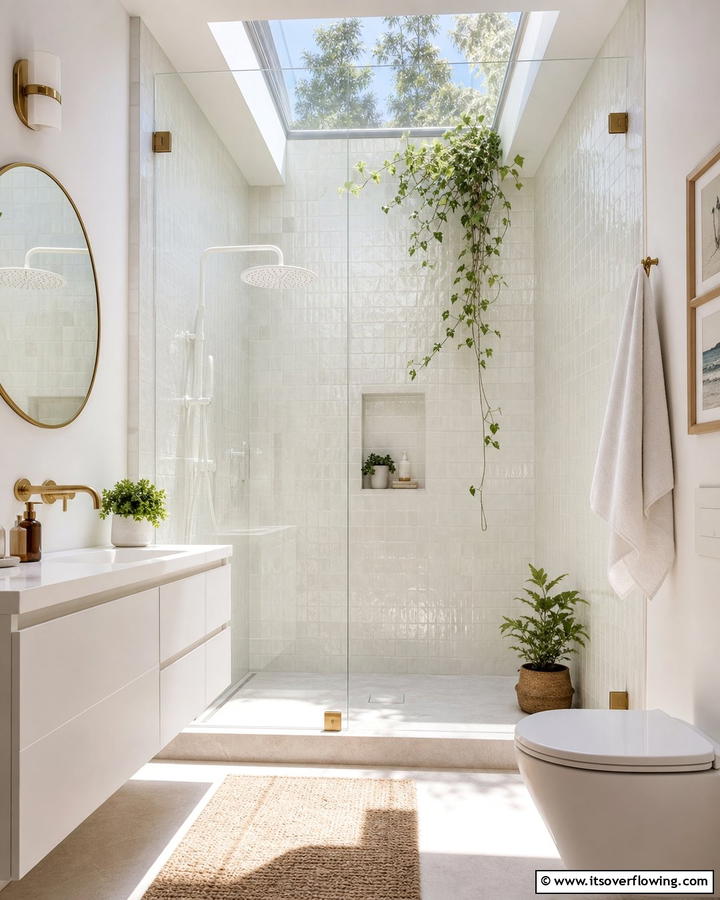 Sunlit Skylight Shower - 21 Bathroom Shower Ideas to Upgrade Your Daily Routine