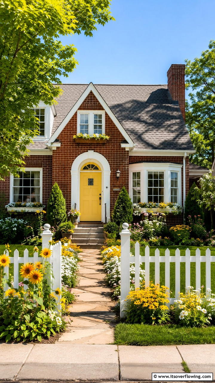 Sunlit Yellow Highlights - 30 Exterior Brick Paint Color Ideas for Curb Appeal