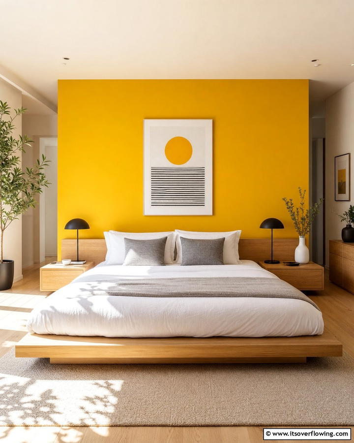 Sunny Accent Walls - 30 Yellow Bedroom Ideas to Brighten Your Sleep Space