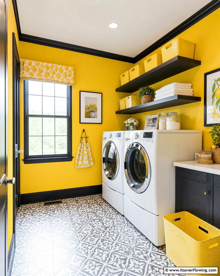 Sunny Citrus Yellow - 30 Laundry Room Paint Ideas to Brighten Chore Time