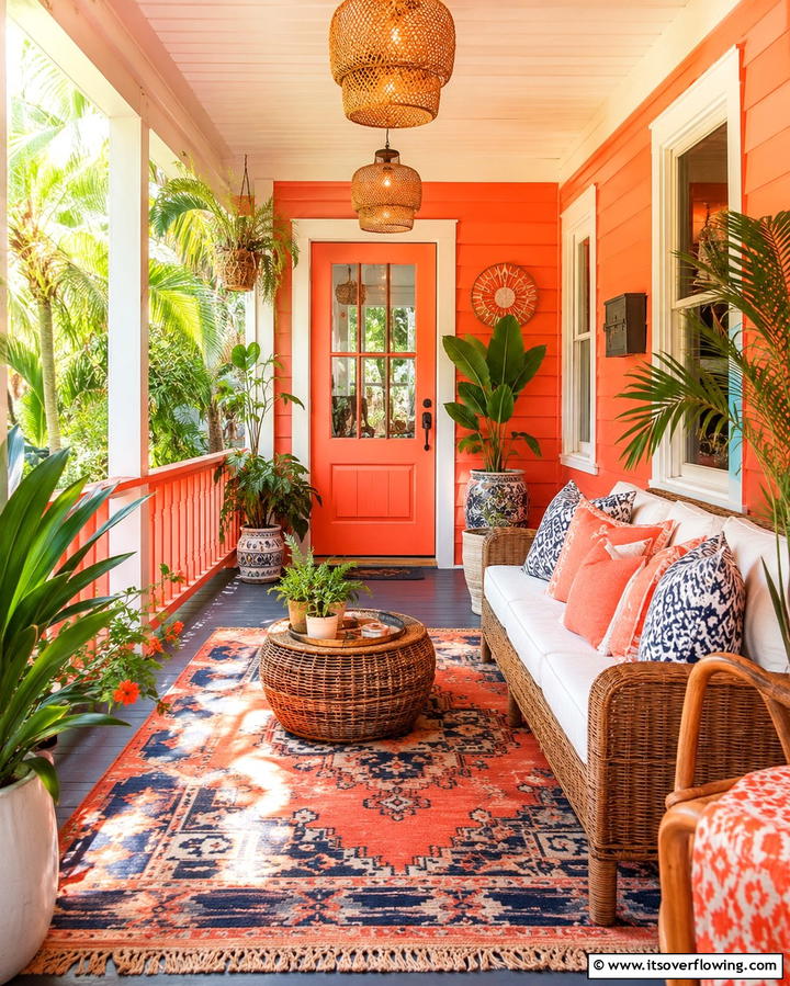 Sunny Coral for Energetic Charm - 30 Porch Paint Color Ideas for Inviting Entryways