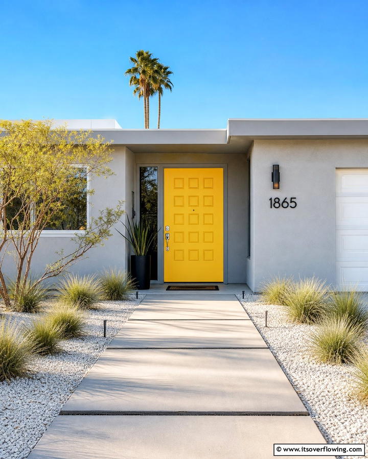 Sunny Lemon - 30 Retro Mid-Century Front Door Colors to Boost Curb Appeal