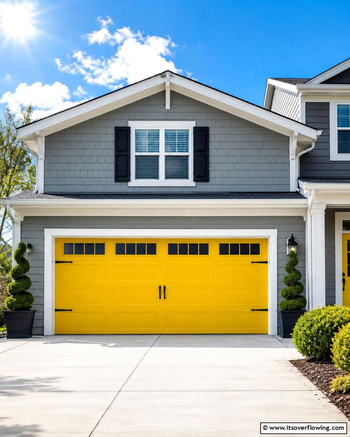 Sunny Yellow Cheerfulness - 25 Garage Door Paint Ideas to Boost Curb Appeal