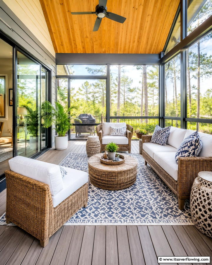 Sunroom Inspired Screened Deck - 30 Screened-in Deck Ideas for Bug-Free Outdoor Living