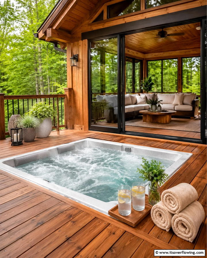 Sunroom with Deck and Hot Tub - 25 Sunroom and Deck Combo Ideas for Seamless Indoor-Outdoor Living