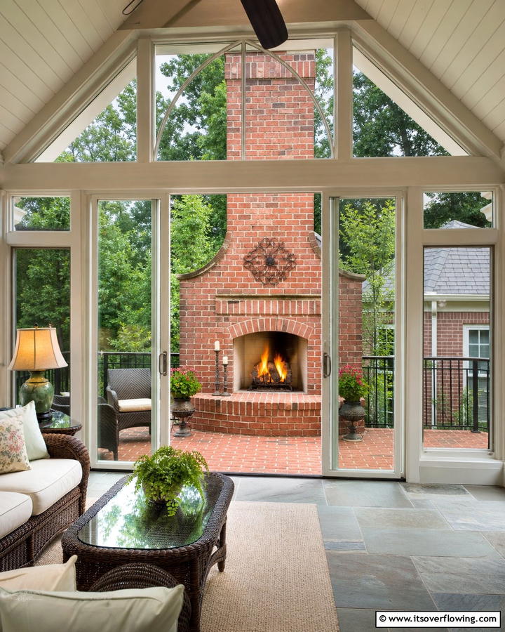 Sunroom with Deck and Outdoor Fireplace - 25 Sunroom and Deck Combo Ideas for Seamless Indoor-Outdoor Living
