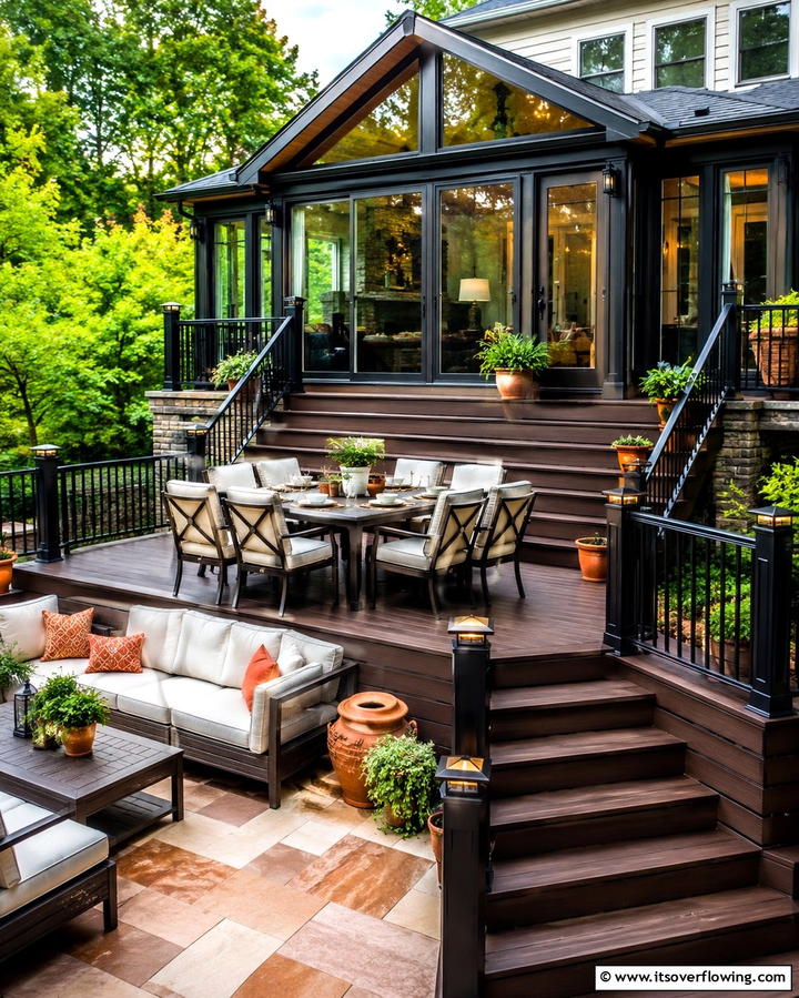 Sunroom with a Multi Level Deck - 25 Sunroom and Deck Combo Ideas for Seamless Indoor-Outdoor Living