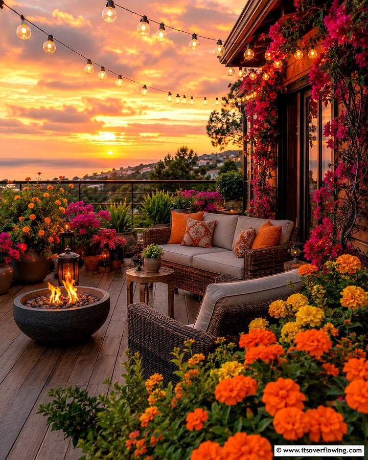 Sunset Glow Patio Garden - 30 Patio Garden Ideas for Lush Small-Space Greenery