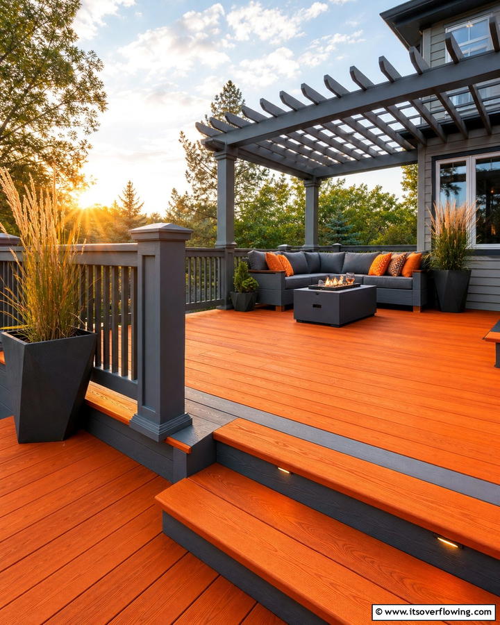 Sunset Orange and Gray - 30 Two-Tone Deck Color Schemes for Dynamic Outdoor Spaces