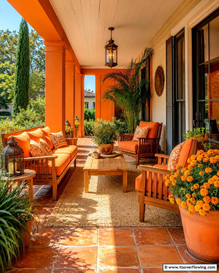 Sunset Orange for Vibrant Warmth - 30 Porch Paint Color Ideas for Inviting Entryways