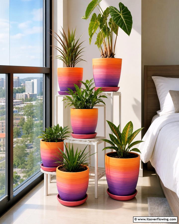 Sunset Spectrum Style - 21 Painted Pot Ideas for Creative Plant Container Makeovers