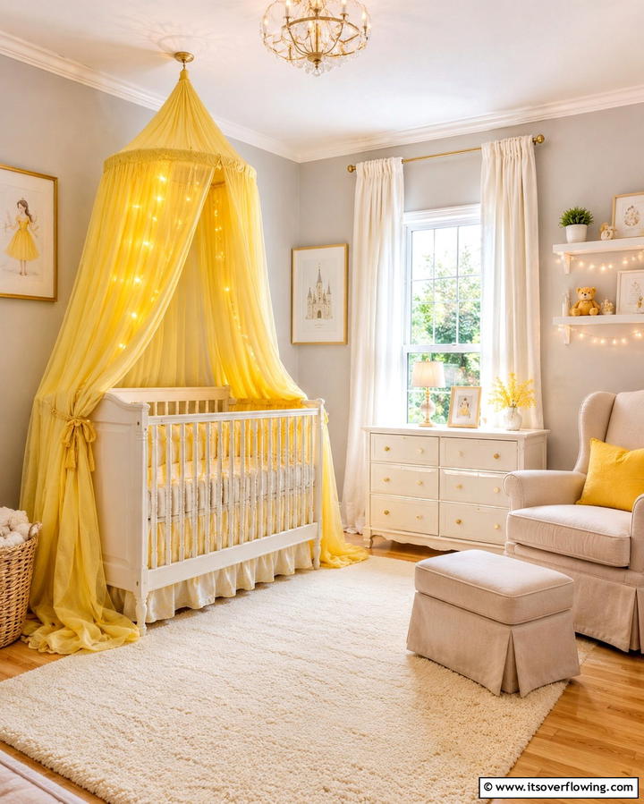Sunshine Themed Ceiling - 25 Yellow Nursery Ideas for a Cheerful Baby Room