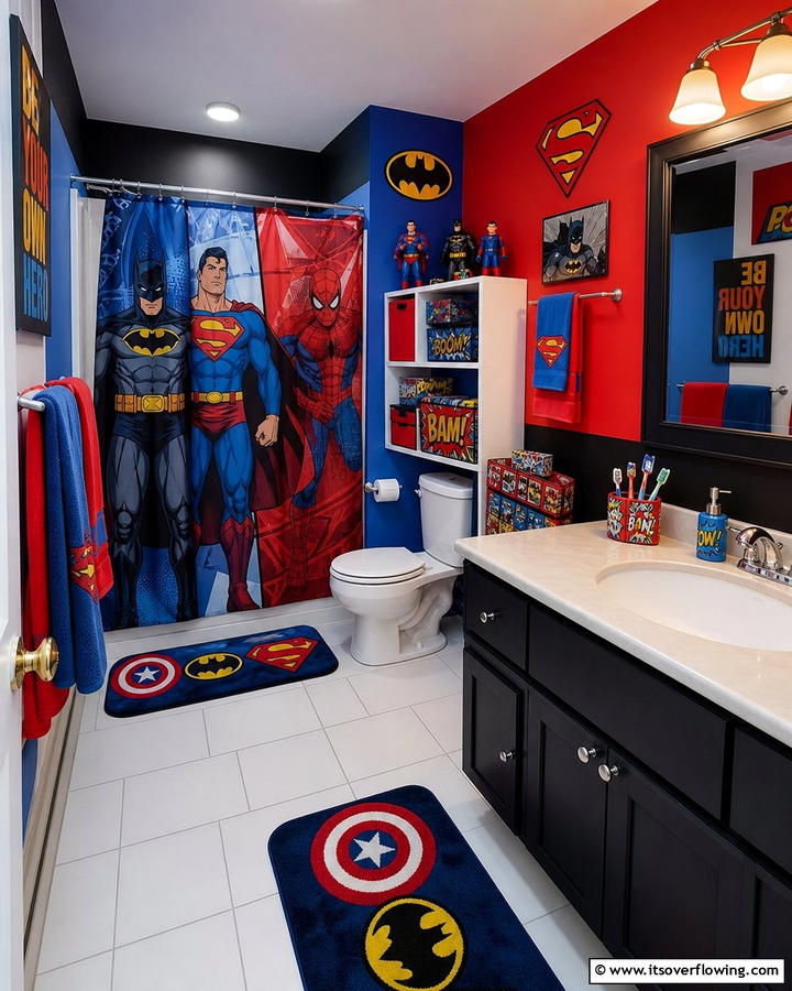 Superhero Themed Bathroom - 25 Boy Bathroom Ideas for a Fun and Functional Space