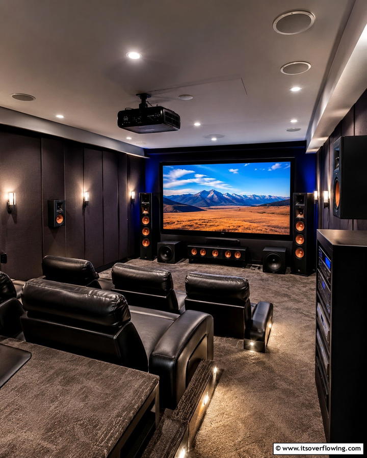 Surround Sound System for Immersive AudioOne - 25 Basement Home Theater Ideas for Movie Nights