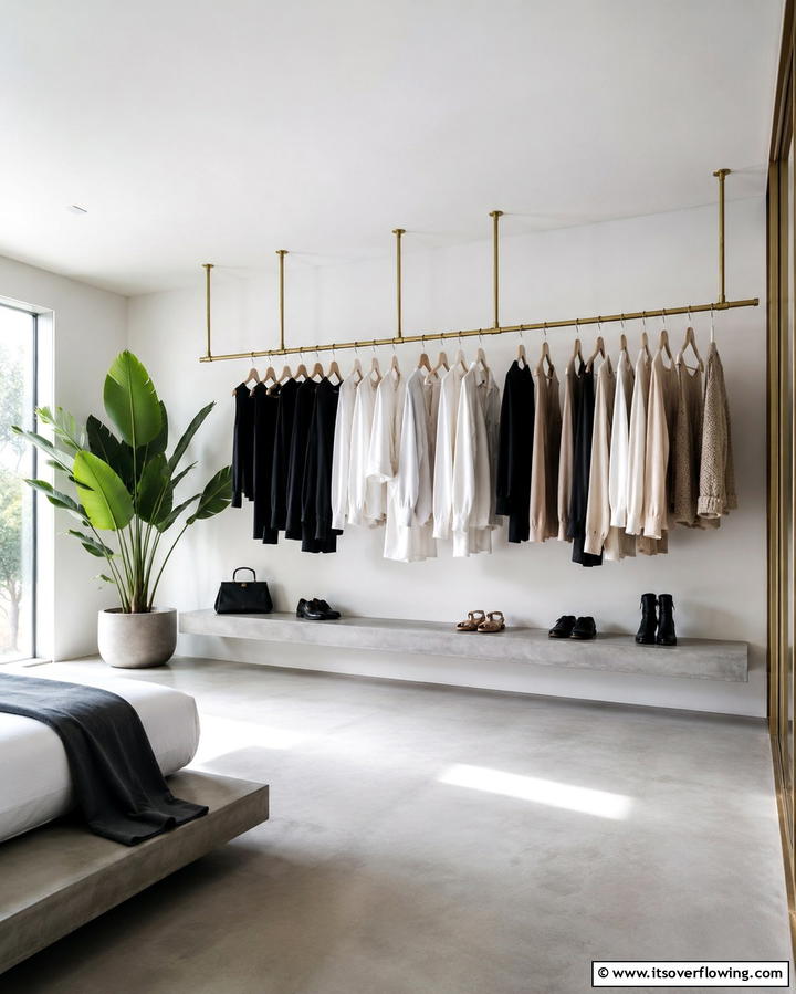 Suspended Ceiling Rod Open Closet - 25 Open Closet Ideas to Maximize Your Space